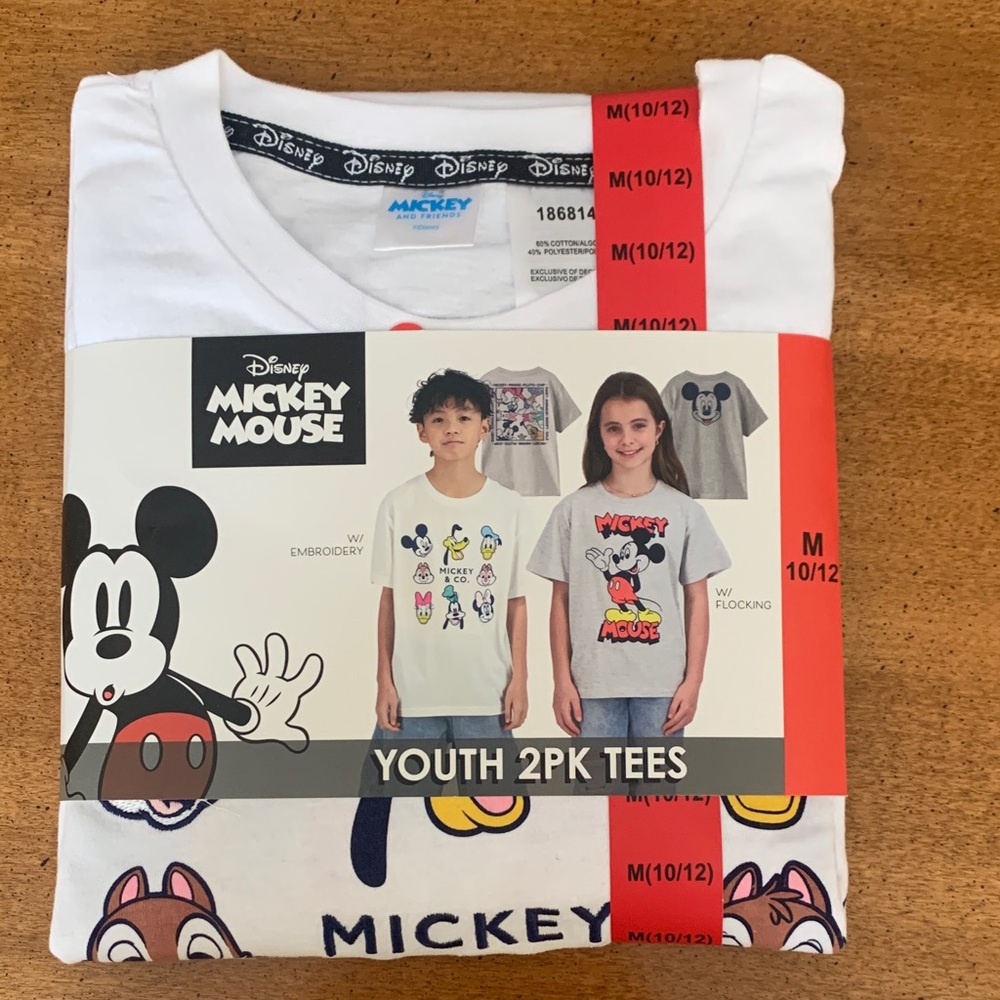 Disney Mickey Mouse Youth 2 Pack Tees, Medium (10/12)